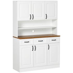 71" Kitchen Sideboard Cabinet with 3 Drawers, 6 Doors, 2-tier Countertop, Freestanding Buffet with Hutch, White 71" Kitchen Sideboard Cabinet with 3 Drawers, 6 Doors, 2-tier Countertop, Freestanding Buffet with Hutch, White
